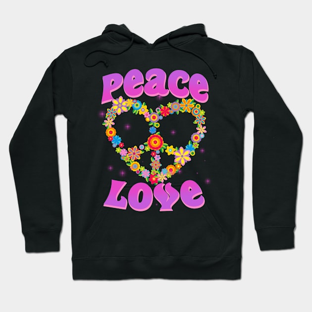 PEACE SIGN LOVE 60s 70s Tie Dye Hippie Halloween Costume Hoodie by nikolay